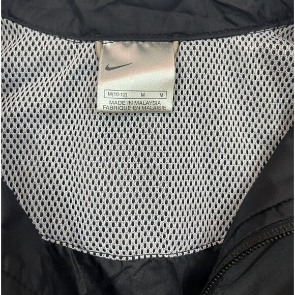 Vintage Y2k Nike Kids Unisex Black Windbreaker Silver Tag Early 2000s M 10/12 - Picture 3 of 6